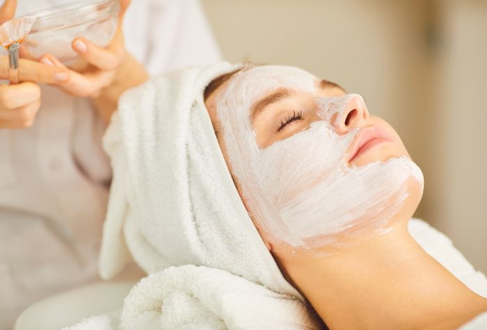 A woman undergoing a medical-grade facials, a service offered at Evexia Medspa in Tysons Corner, VA.