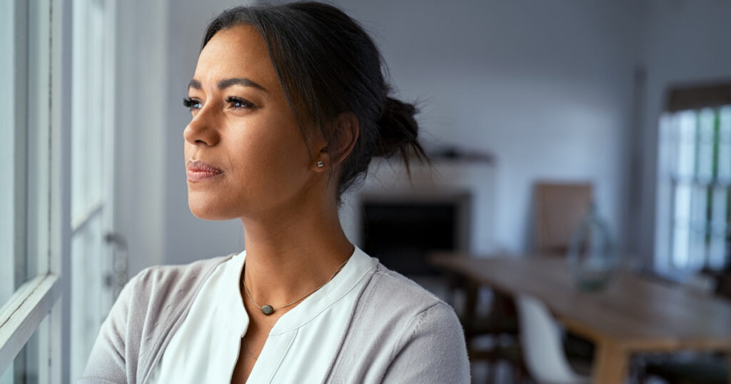 a woman looking worried