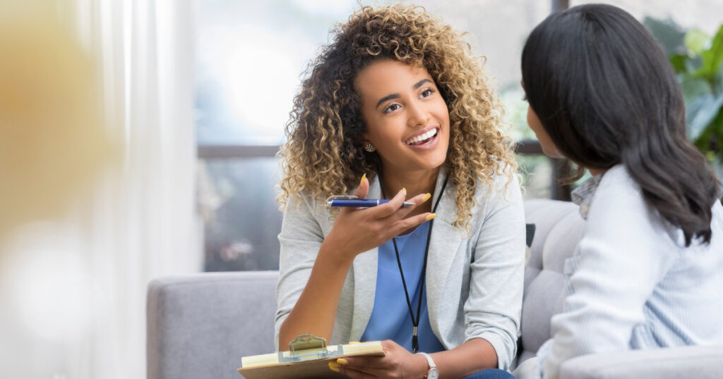 woman talking to a specialist